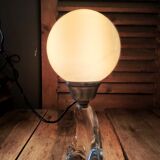 Lampe de bureau chevet originale Base cristal Globe opaline ancien