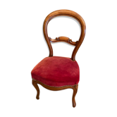Solid walnut heater chair nineteenth century Louis-Philippe in red velvet