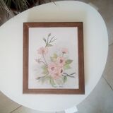 Underside of vintage wood and ceramic dish