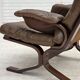Fauteuil en cuir de meuble marron, années 1970, design scandinave,