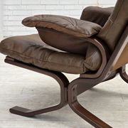 Fauteuil en cuir de meuble marron, années 1970, design scandinave,