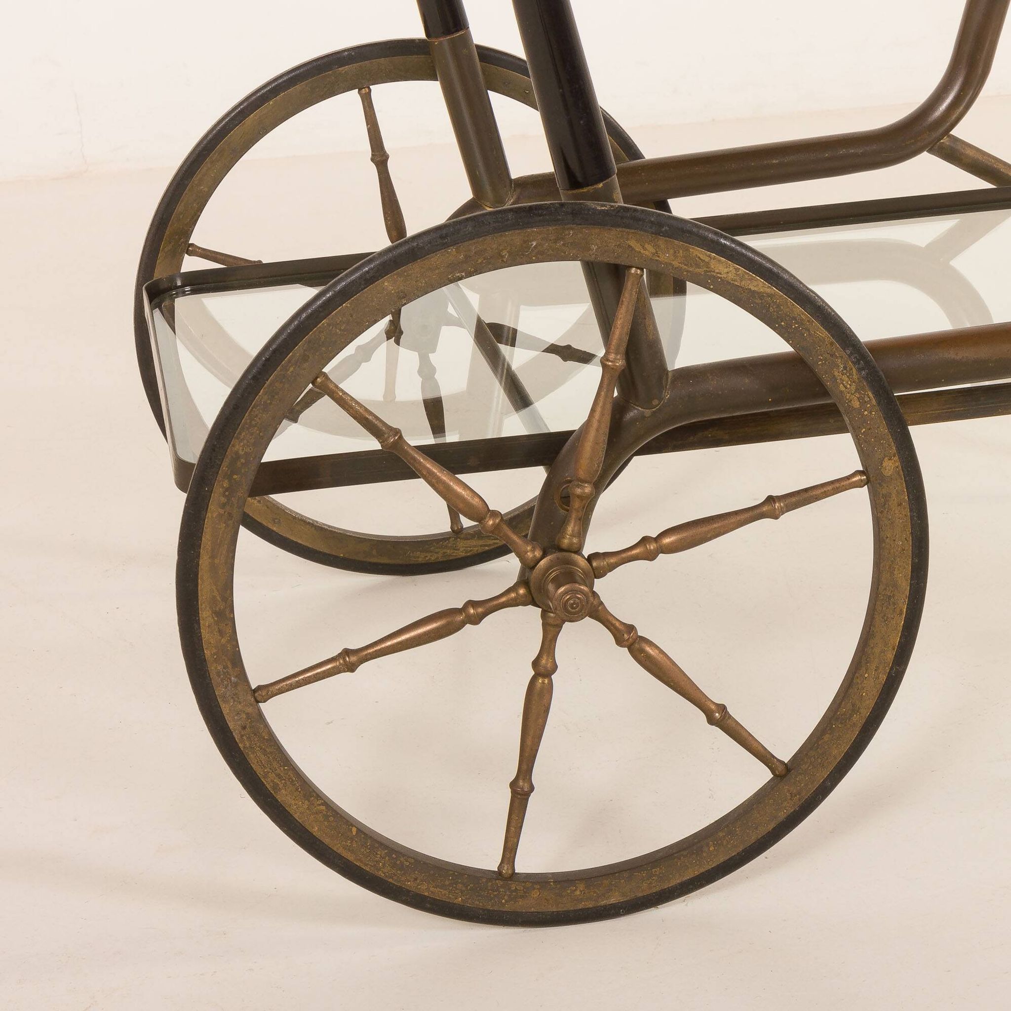 Italian mid century bar cart, serving trolley attr. to Cesare Lacca, 1950s