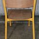 Pair of school chairs, wood and yellow metal, industrial decor.