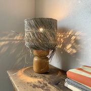 Lampe années 50 bois et paille
