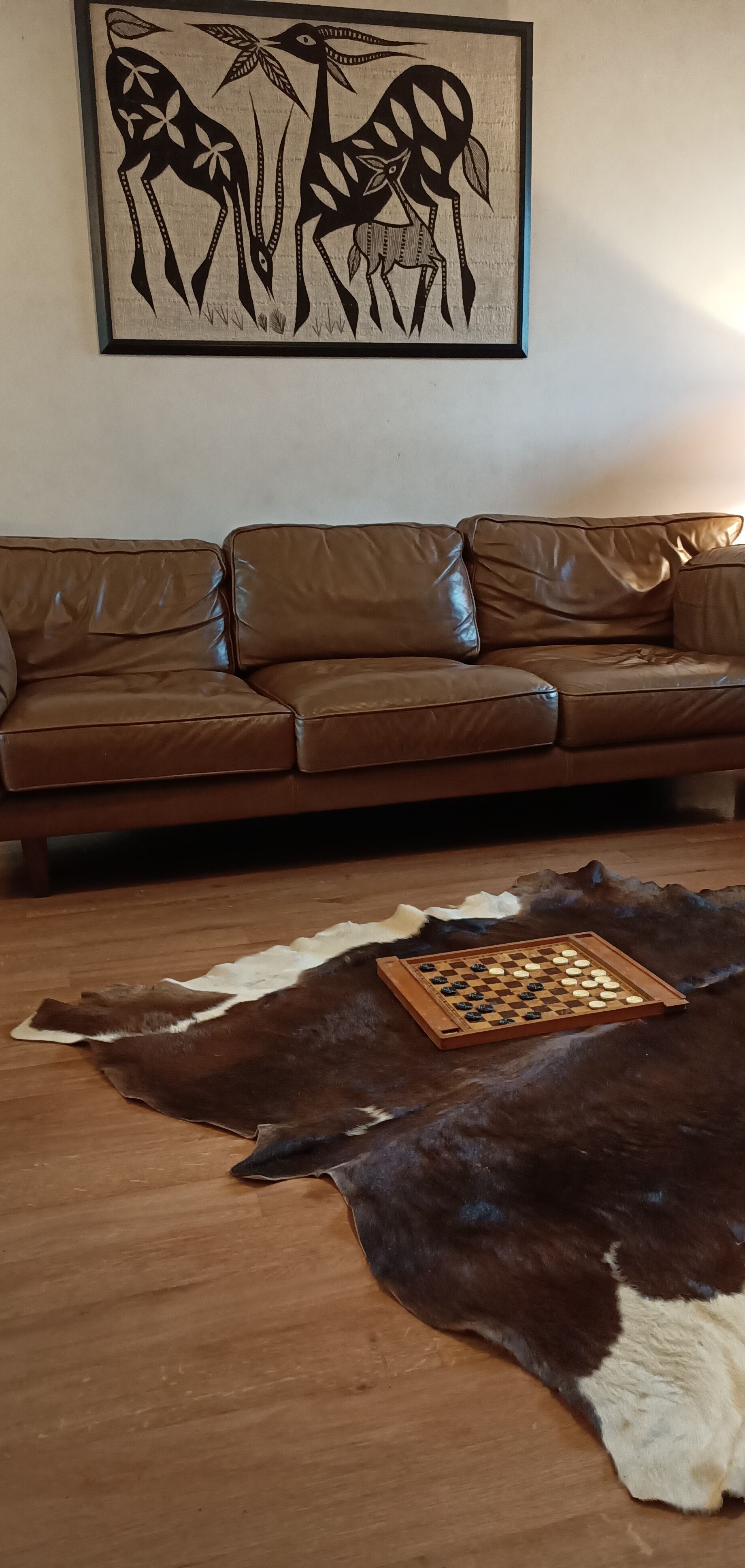 Vintage cow skin carpet, 140 cm x146 cm