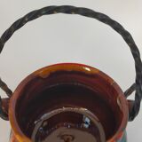 Valauris ceramic cauldron signed