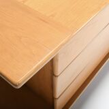 1970s Italian Sideboard in Beech Veneer with Six Drawers