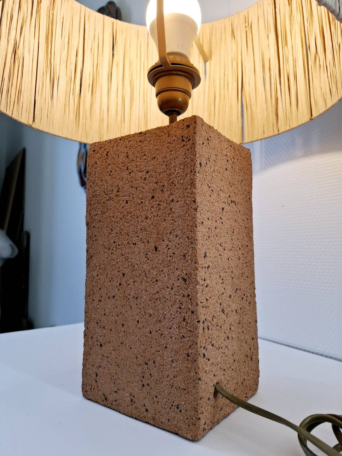 Large lamp in raw ceramic