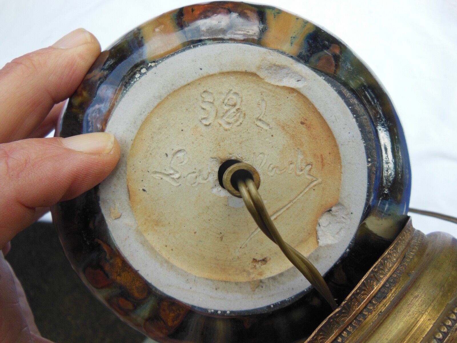 Lamp flamed decoration by Jean Langlade - Puisaye sandstone