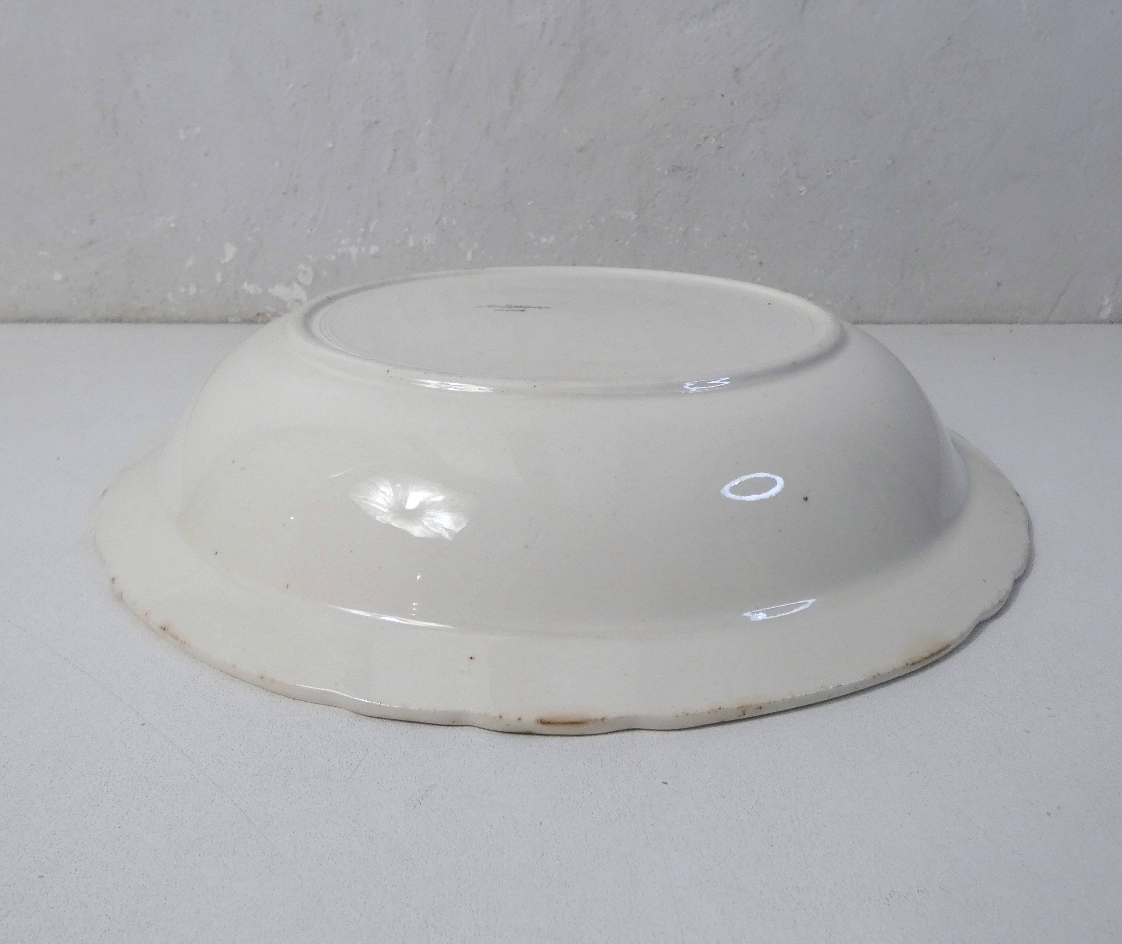 large deep vegetable dish Digoin Sarreguemines cream white