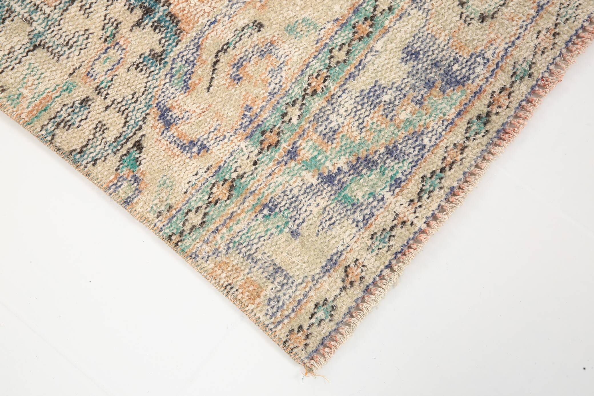 3x9 Pale Orange & Blue Vintage Runner Rug, 80x283Cm SK 6027