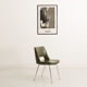 Vintage chairs imitation leather green khaki metal foot