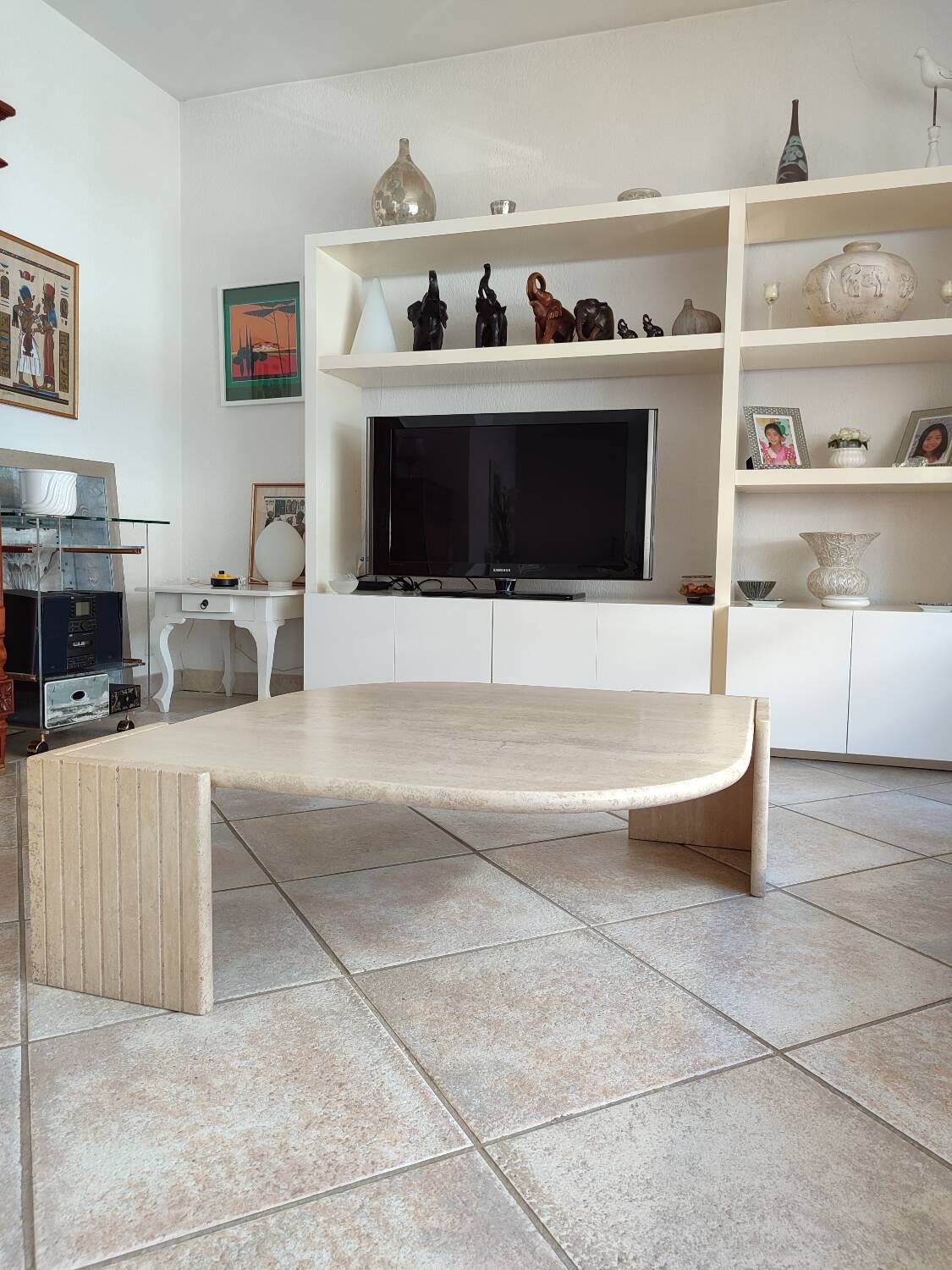 Travertine coffee table