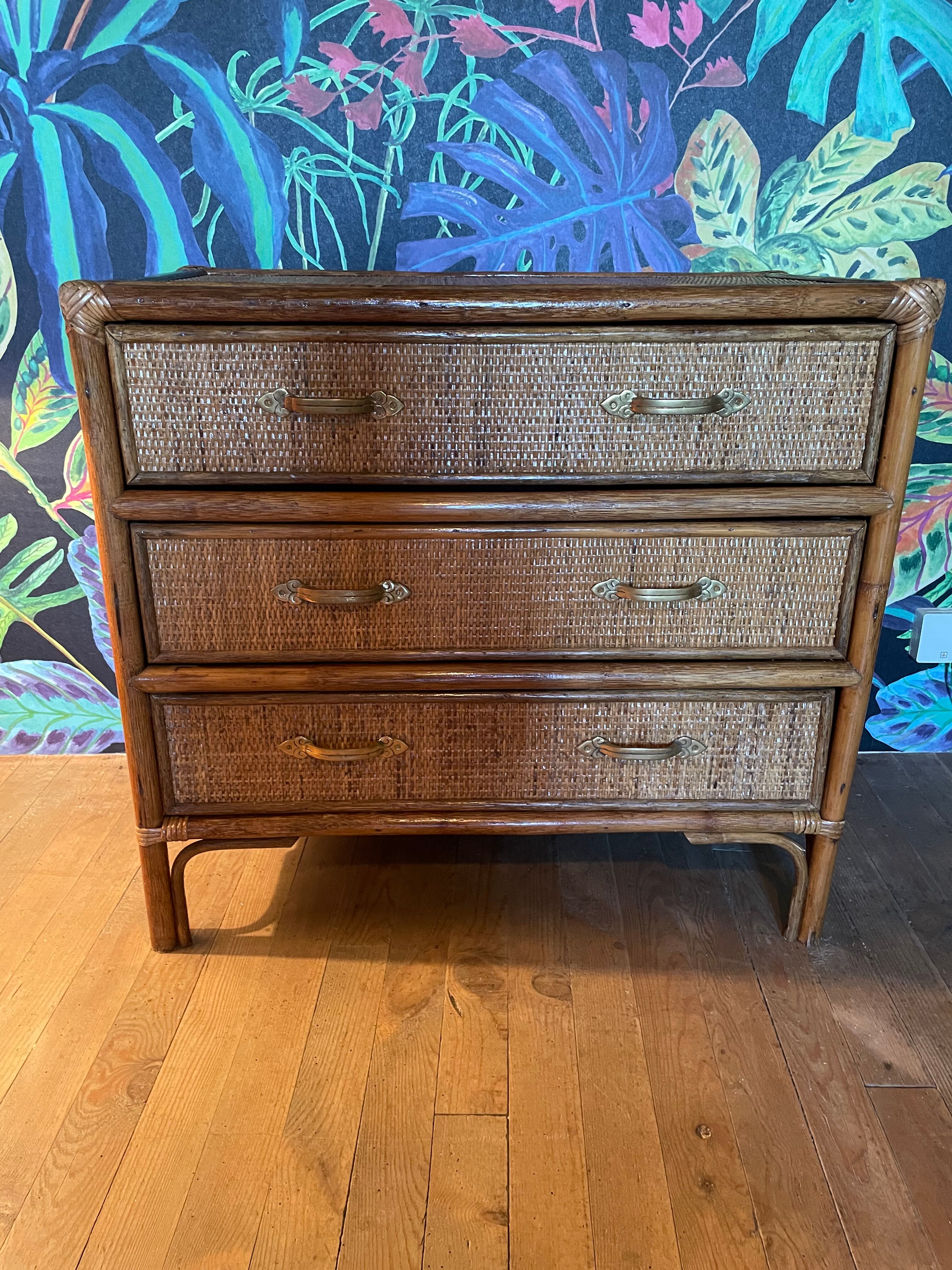 Commode osier et rotin