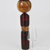 Decorative Kokeshi doll sculpture from northern Japan, hand-painted, signed.