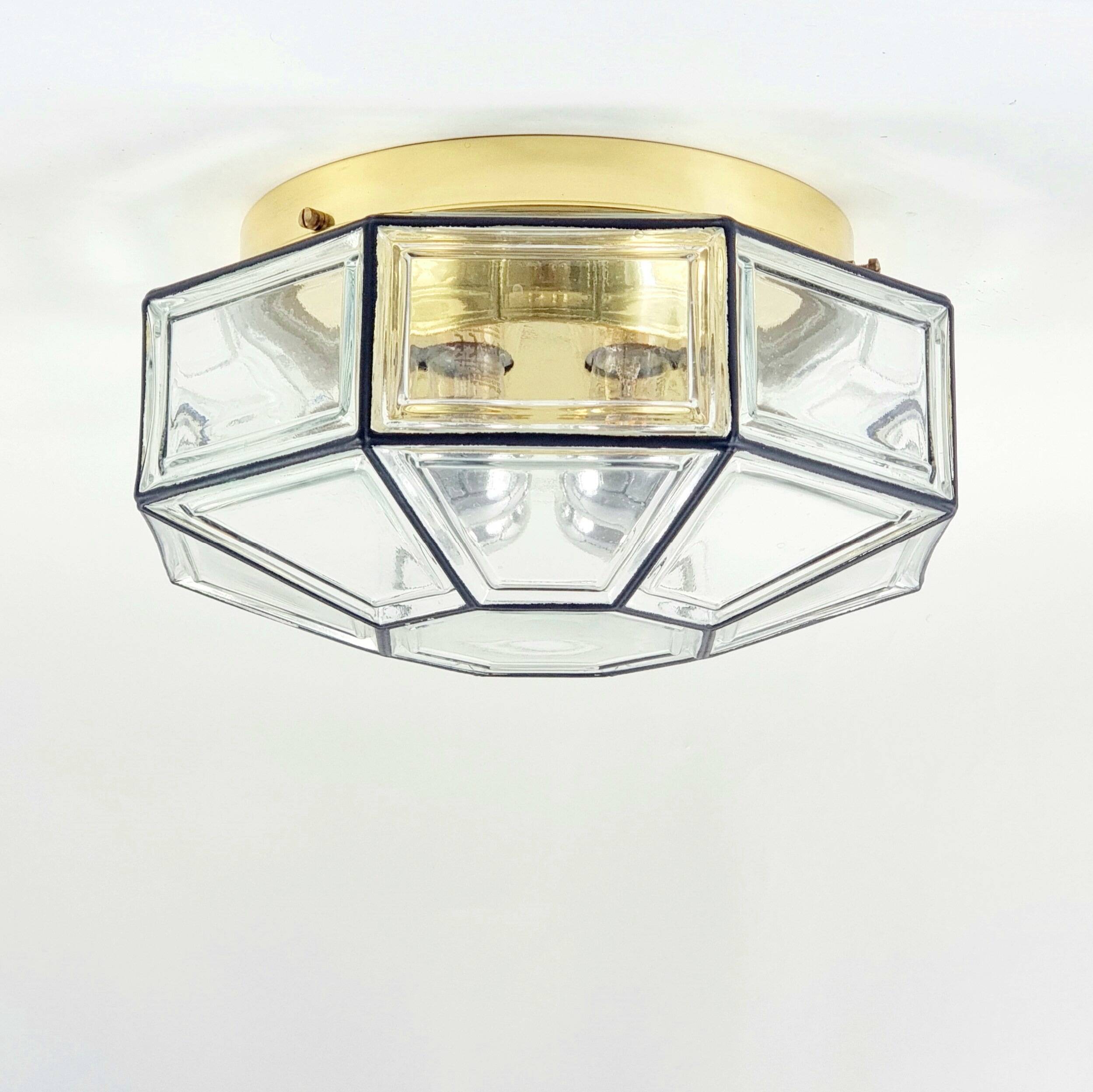 XL Mid-Century Glass Ceiling Light from Limburg, Germany, 1960s/1970s