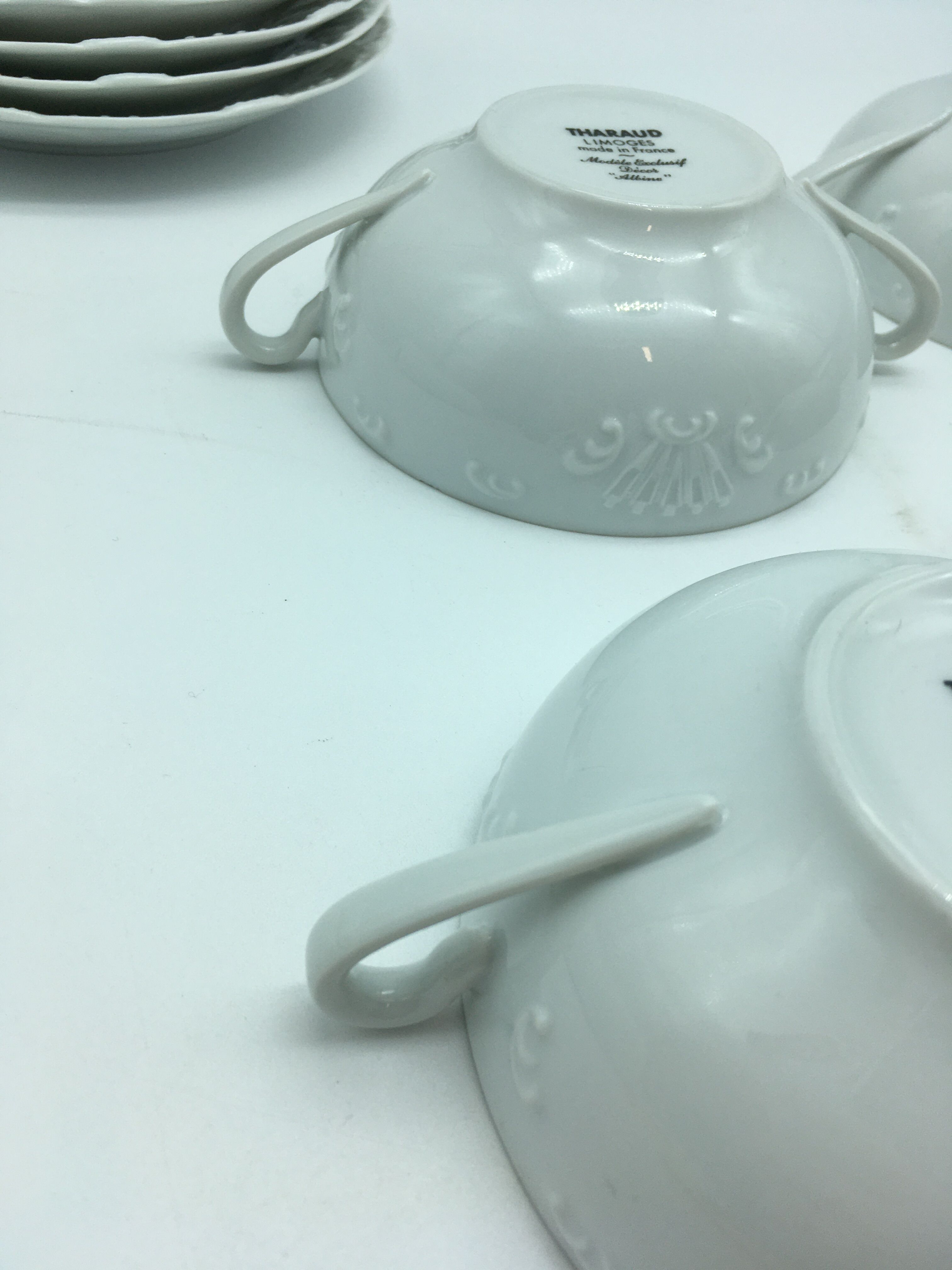 4 broth bowls in taraud limoges porcelain.