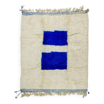 Modern Moroccan Berber Rug Klein Blue and White