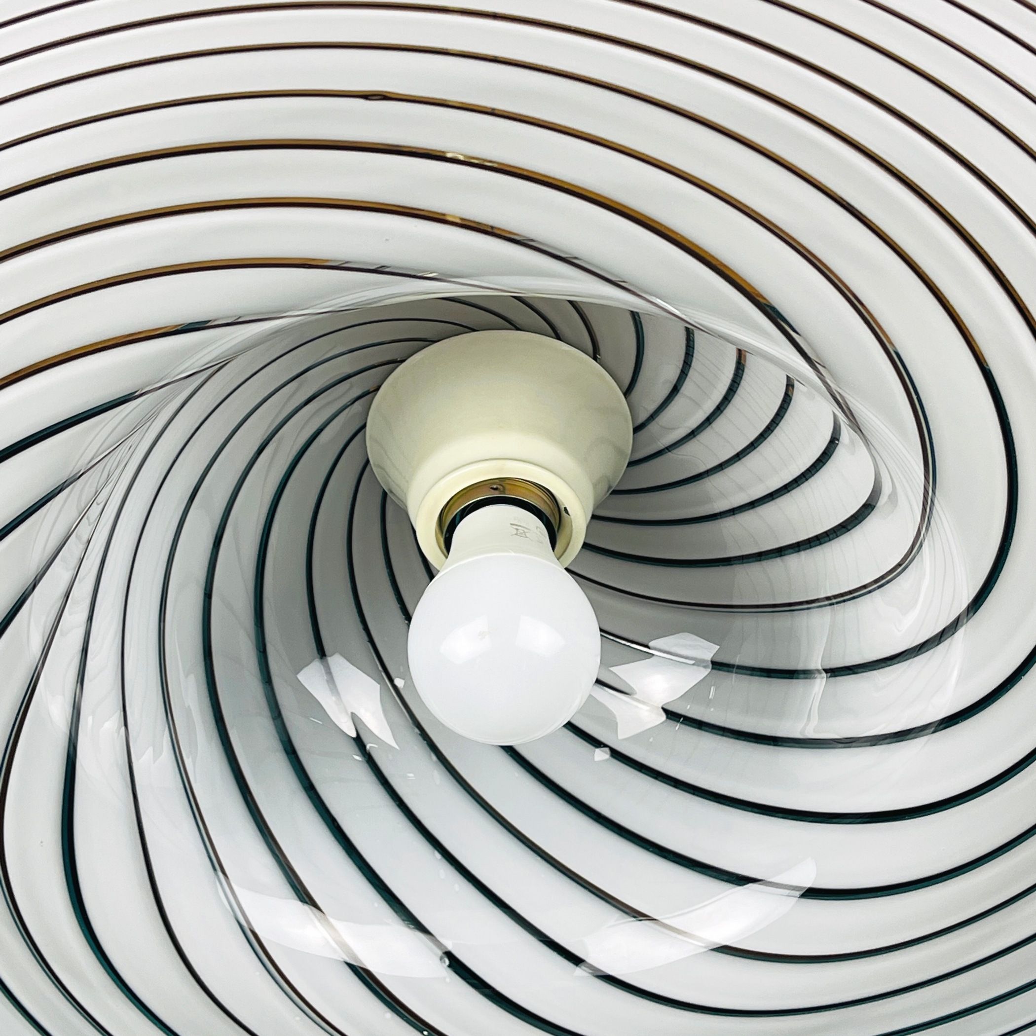 Classic swirl Murano glass pendant lamp Italy 1970s