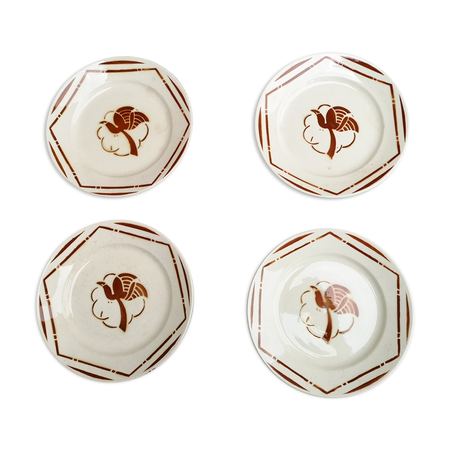 4 flat plates old ceramics from Badonviller collection paradis