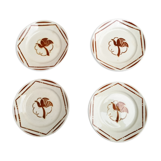 4 flat plates old ceramics from Badonviller collection paradis