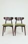 Modern Set of 2 Dining Chairs, Avocado Green Bouclè and Dark Wood