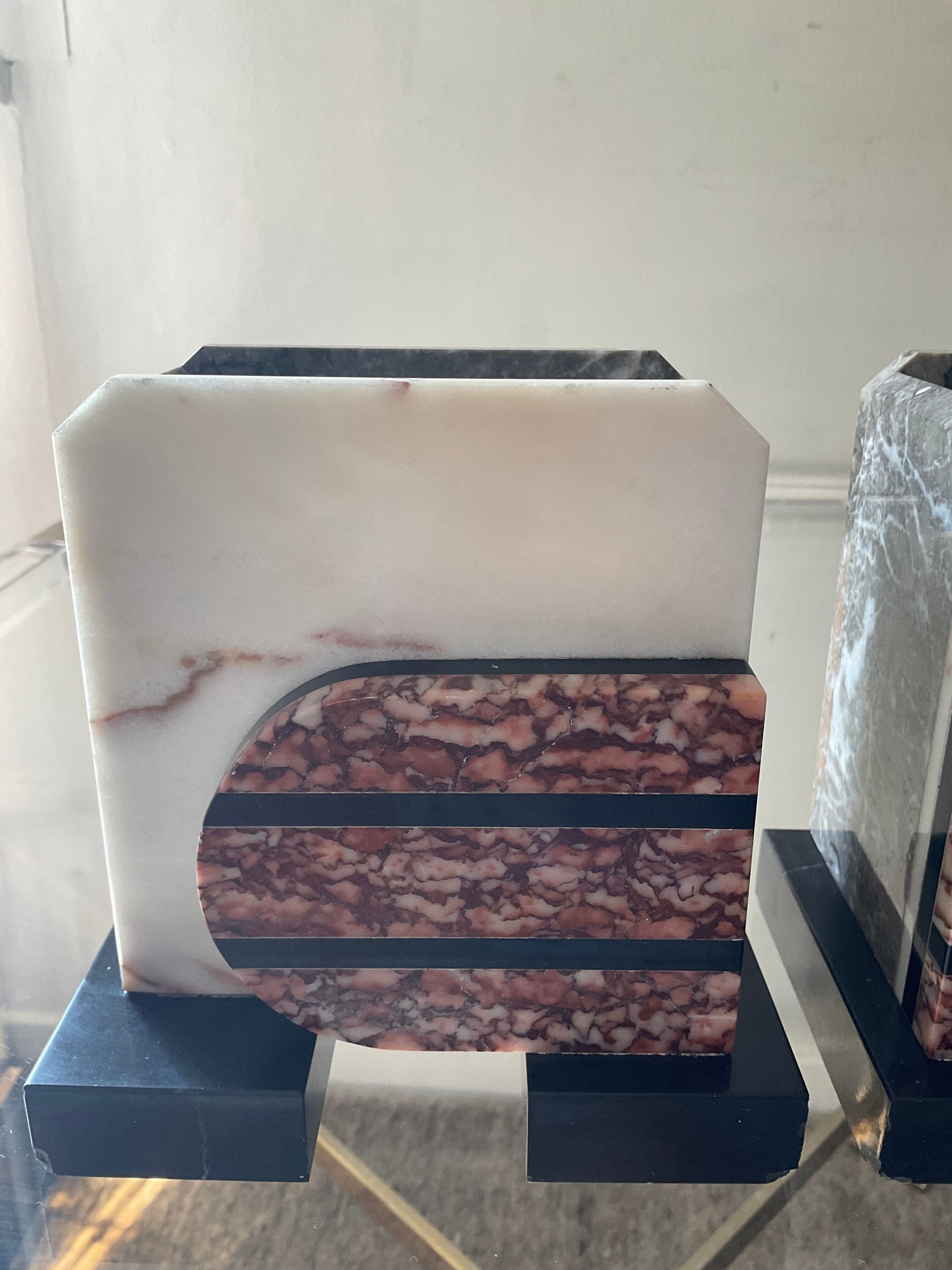 Pair of Art Deco marble bookends