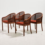 Armchair in beech and rattan