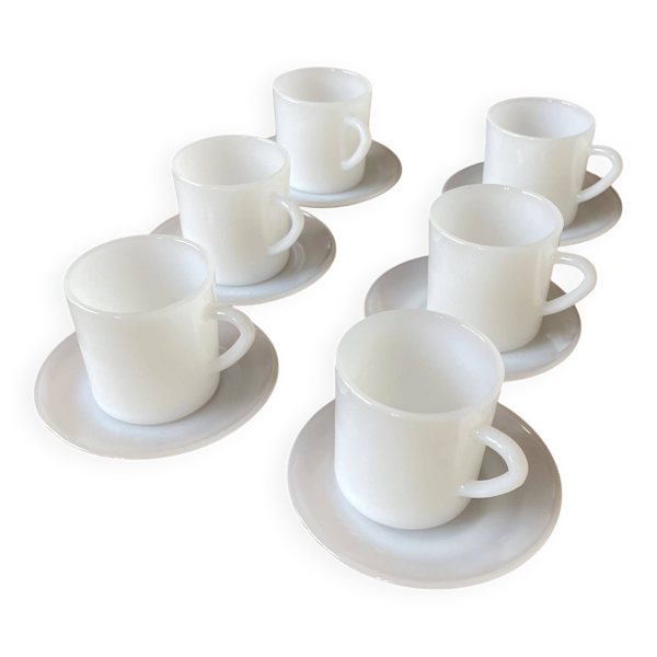 Service tasse à café expresso, objets publicitaires Nestlé, en verre blanc
