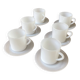 Espresso coffee cup service, Nestlé promotional items, in white glass.