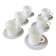Espresso coffee cup service, Nestlé promotional items, in white glass.
