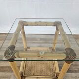 Wicker coffee table with glass top