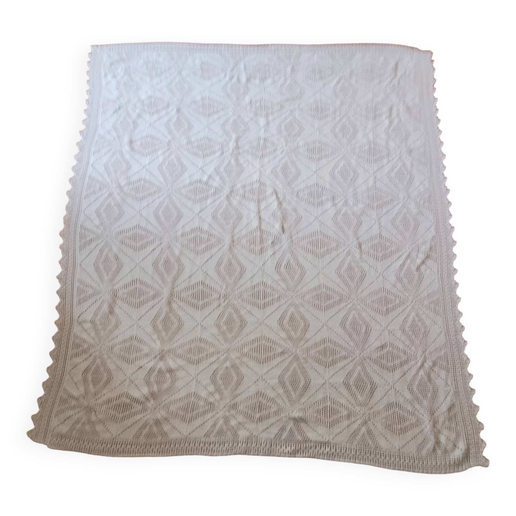 Large white crocheted bedspread