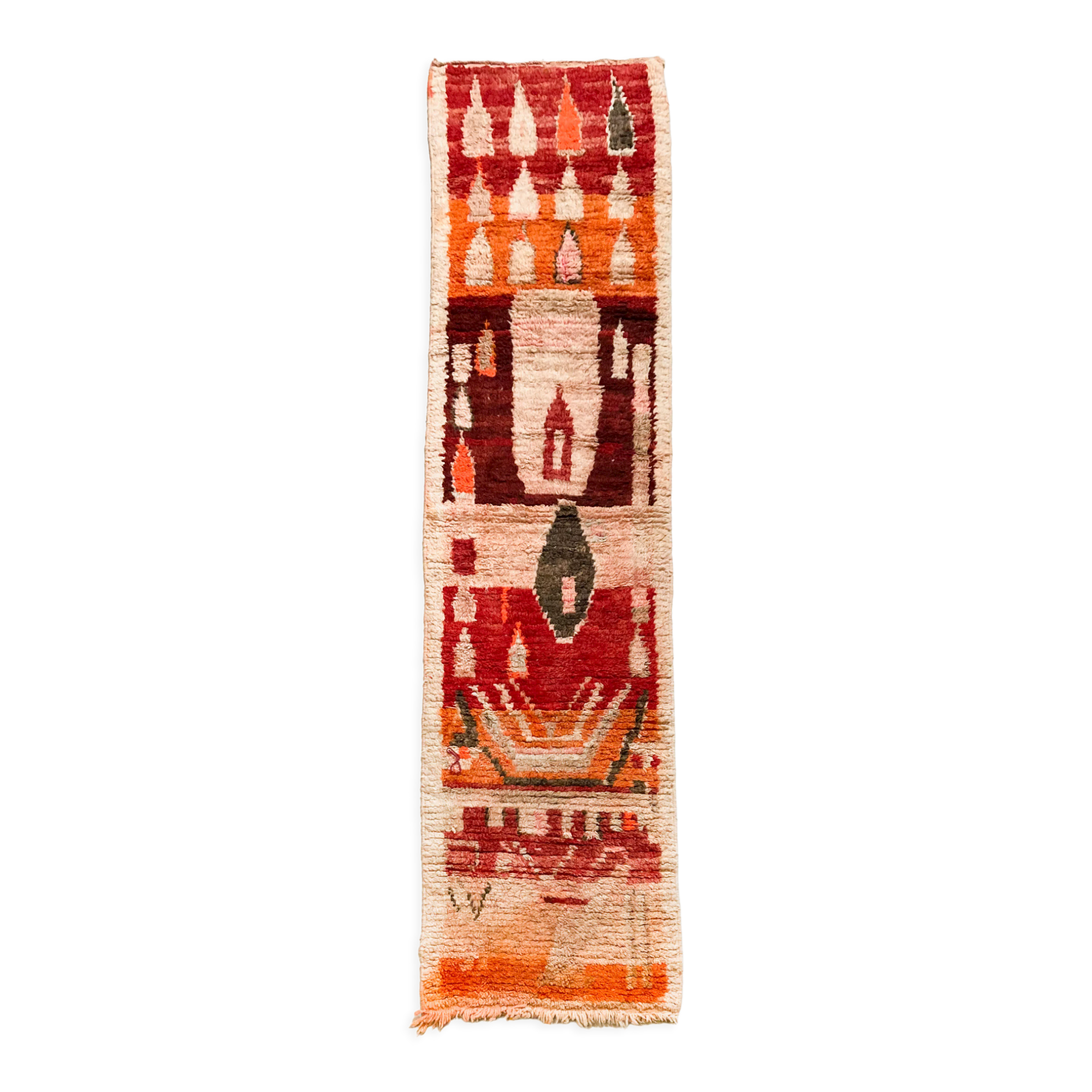 Moroccan Berber rug Boujaad corridor with colorful patterns 282x69cm