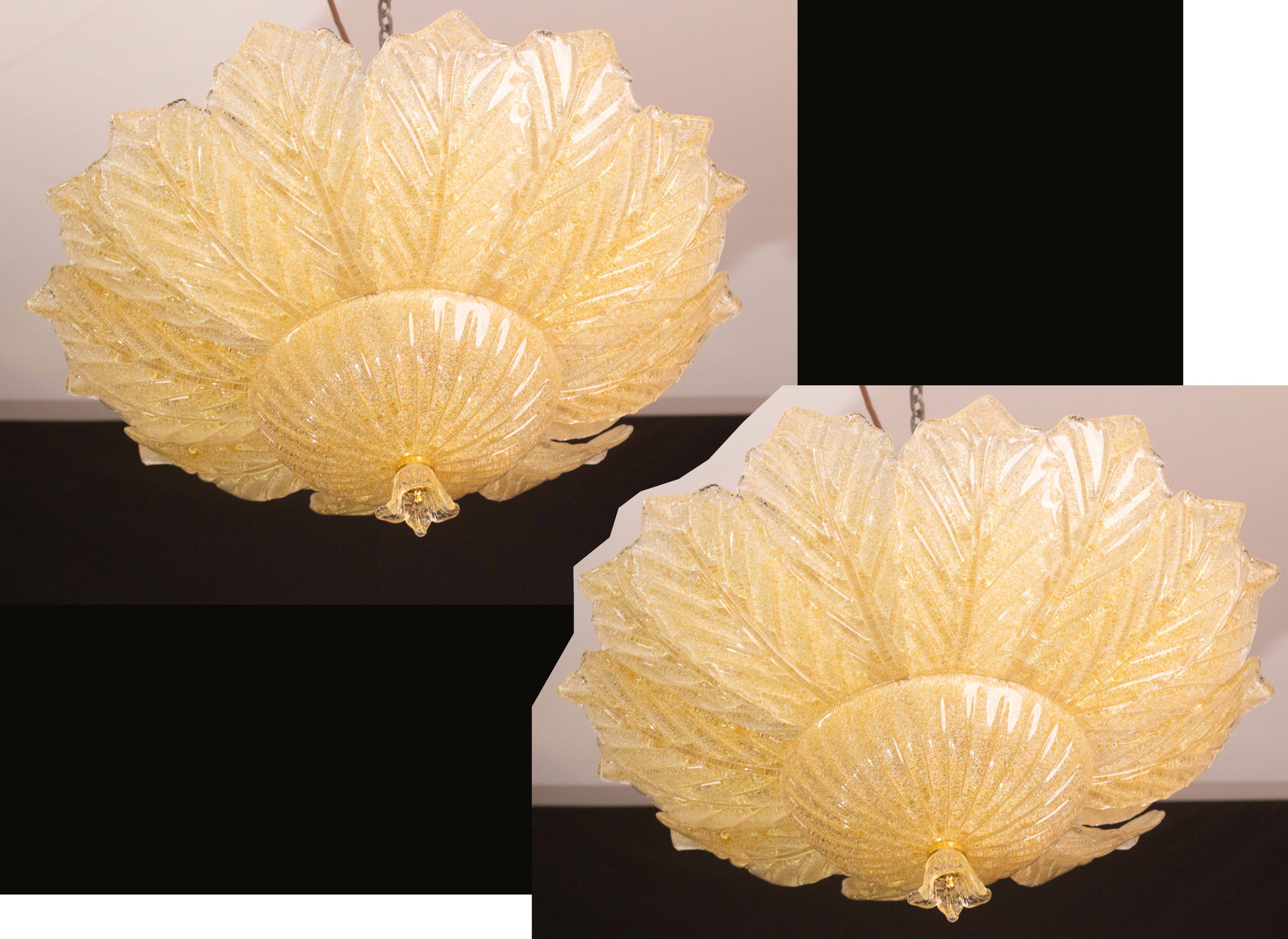 Set of 2 Dubai, Murano Glass Gold Flush Mount, 1970s