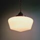 Large Art Deco pendant light in conical white opaline, 1920s-30s
