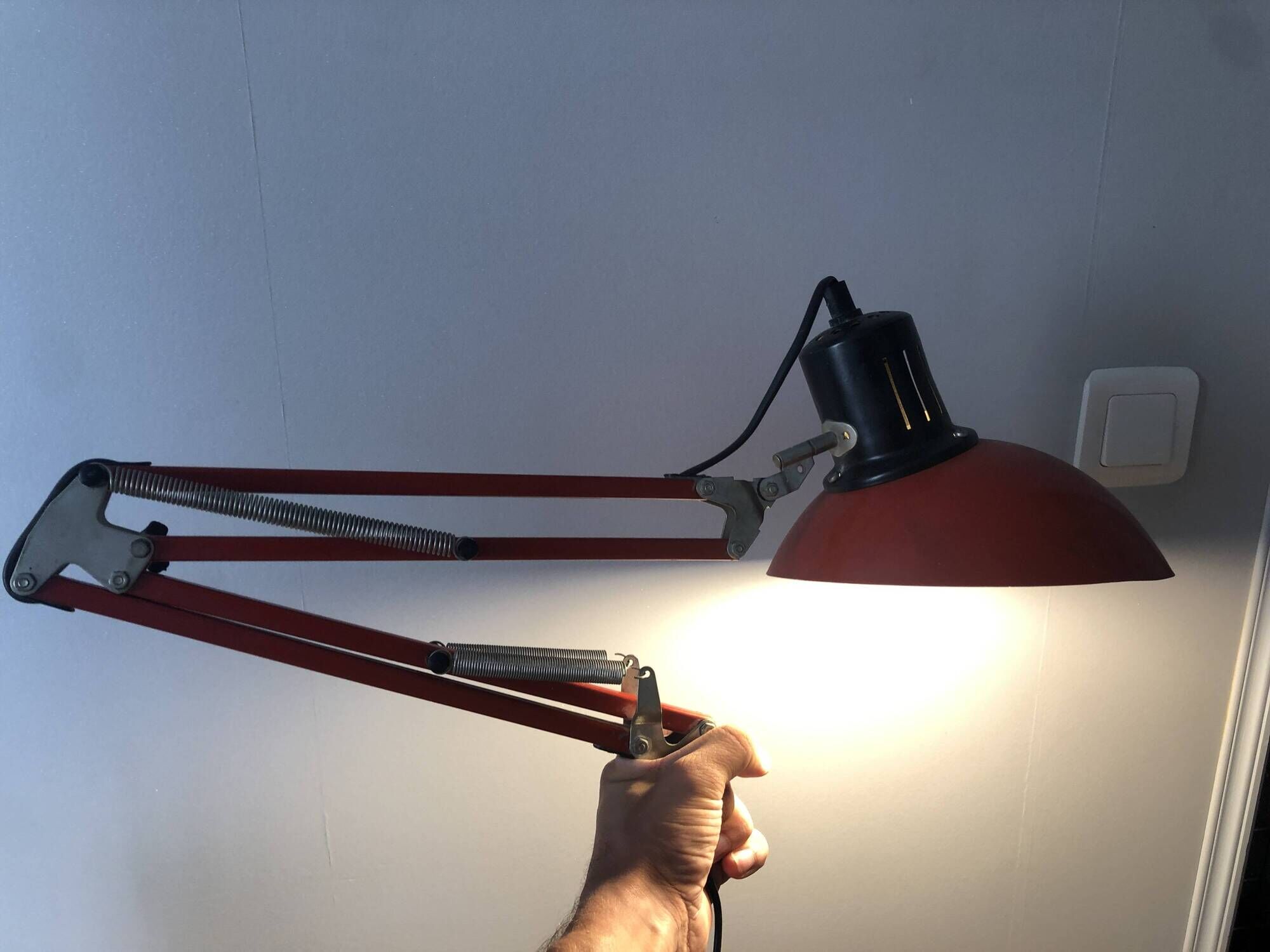 Lampe de bureau vintage architecte rouge