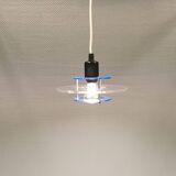 Small Danish Space-Age hanging lamp in translucent plexi glass, estimated 1980s.