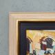 Mid-century modern "market square" swedish vintage figurative oil painting by brita hansson, framed