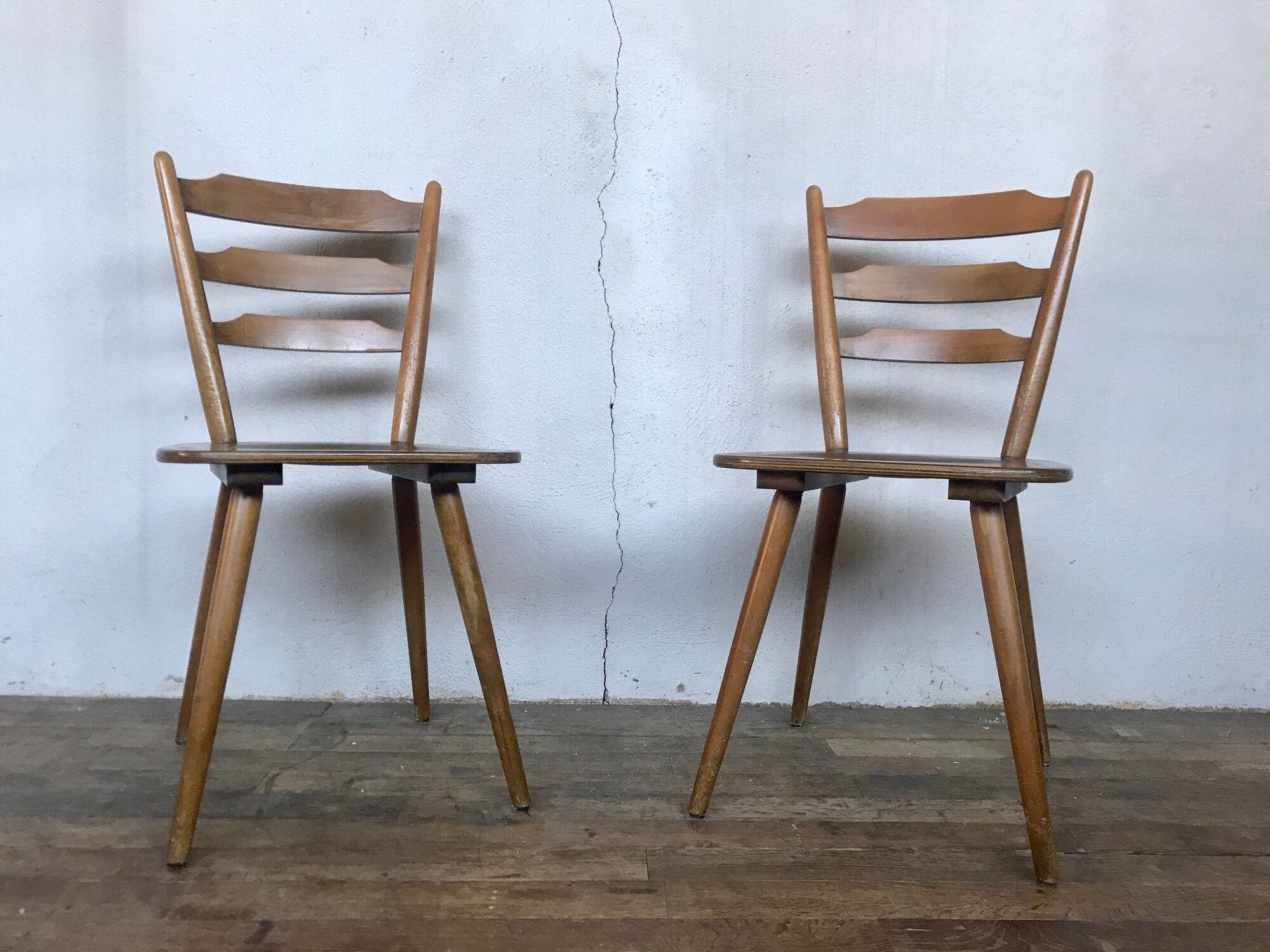 Series of 20 Scandinavian chairs or vintage wooden bistro