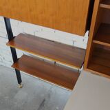 1950s mid-century wall unit teak and iron folding desk & cabinet module