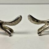 6 Vintage Silver Metal Knife Rests - Elegant Fox Design