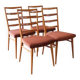 4 vintage Scandinavian chairs in light wood, 1960s.