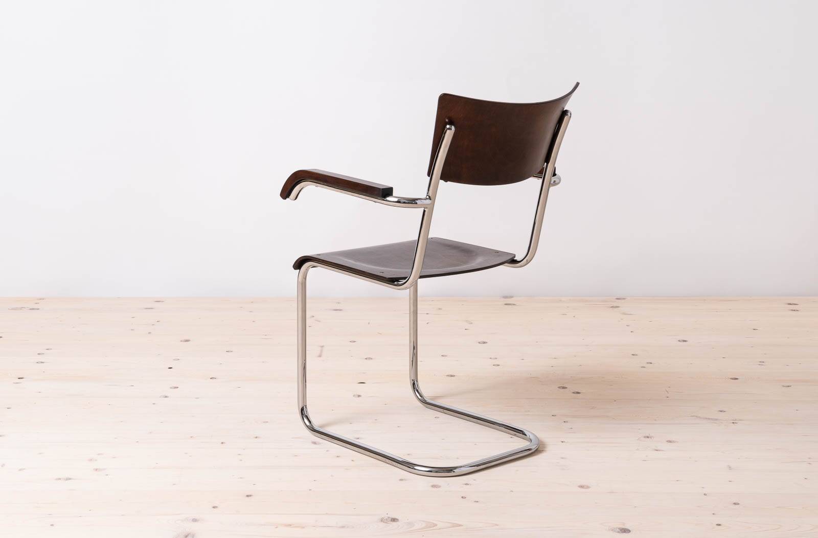 Set of 4 Bauhaus Dining Chairs, designed by Mart Stam, Tubular Steel Base