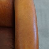 Cognac-Colored Sheepskin Leather Club Chair