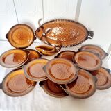 French ceramic dinnerware and plates set sarraguemines 1970s