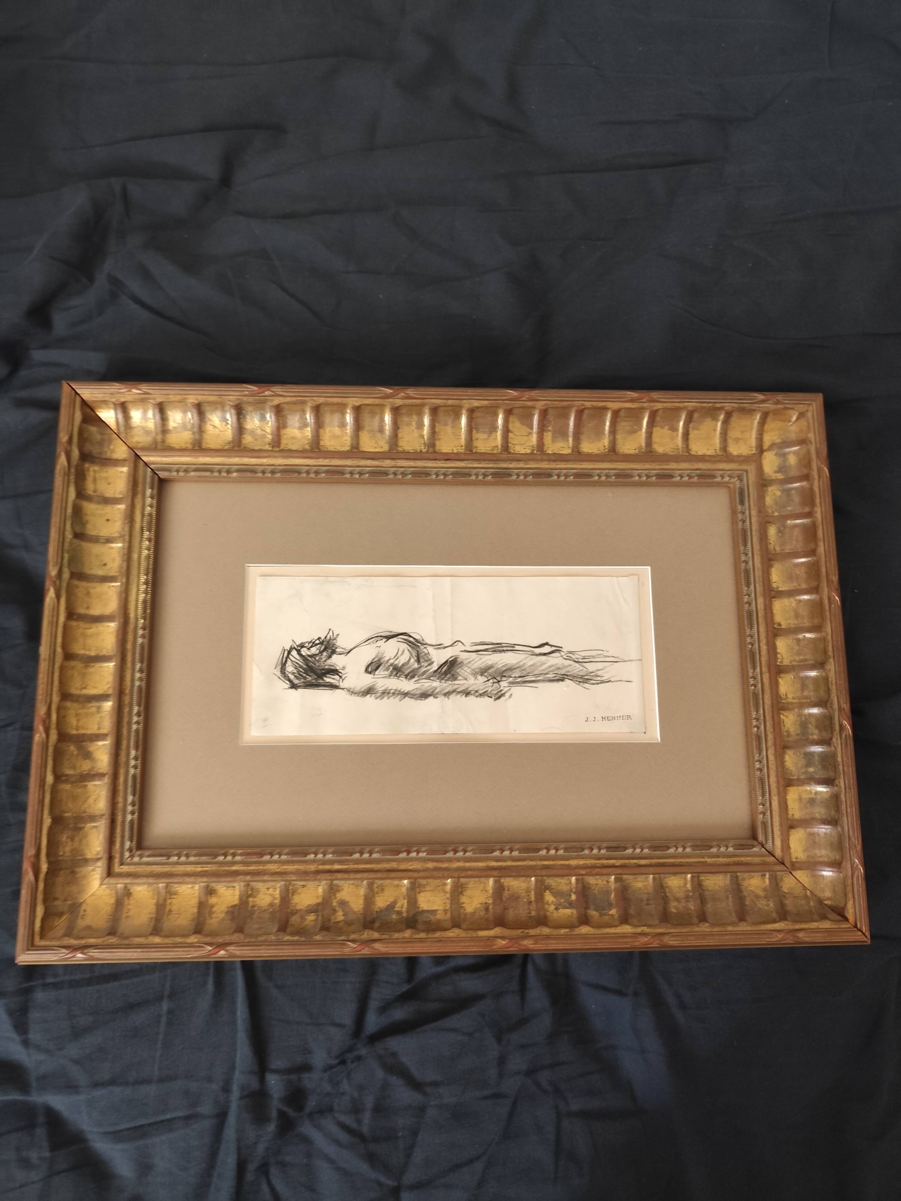 Original drawing Christ on the shroud by Jean Jacques Henner