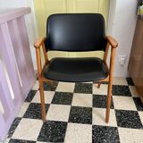 Black skai armchair by Cees Braakman for Pastoe 1950