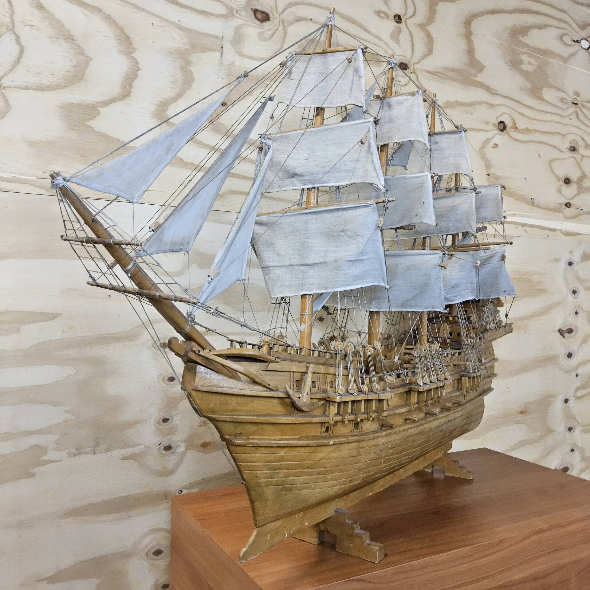 Unique V.O.C model ship from tree trunk (fully handmade)