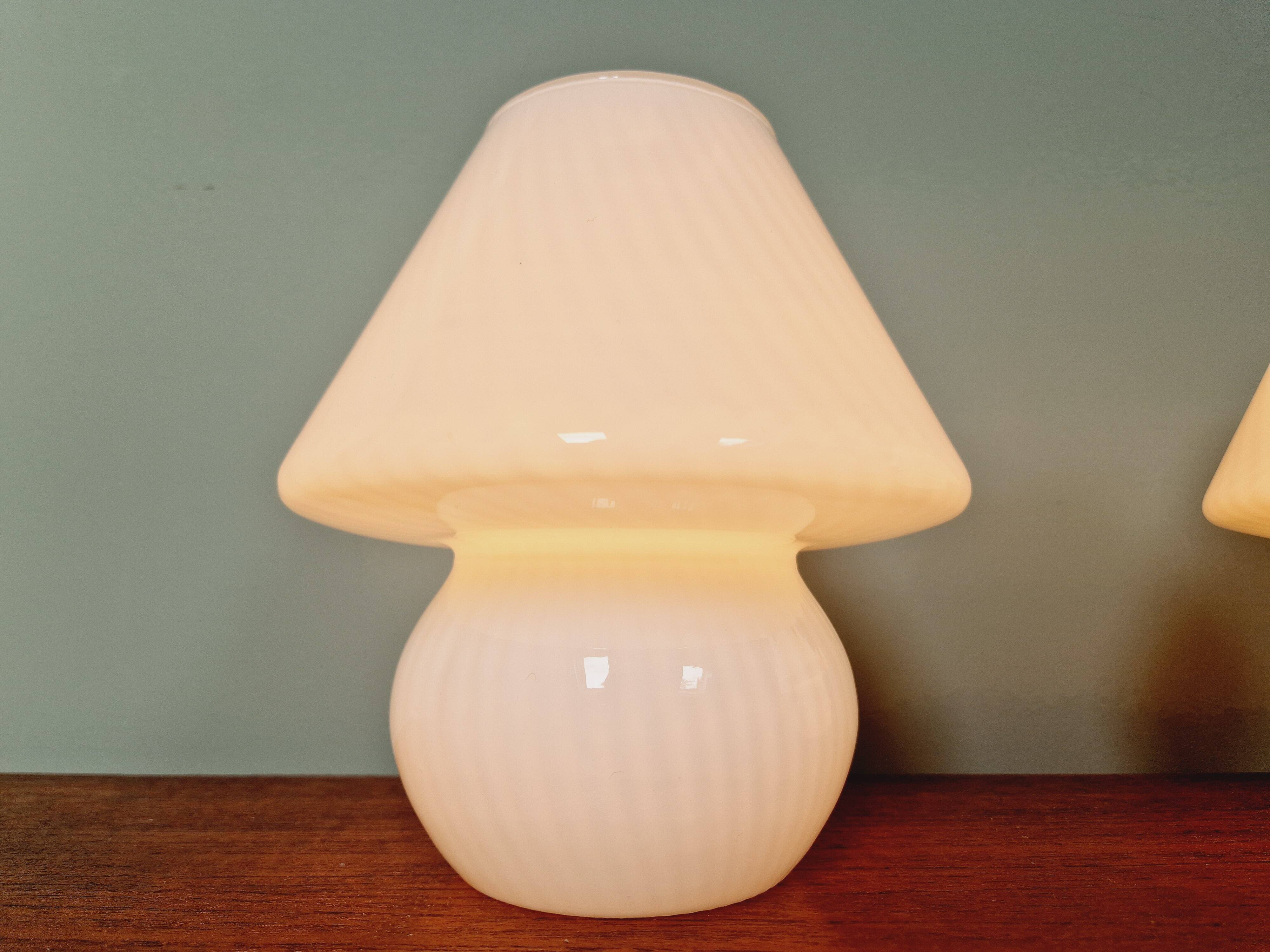 Pair of Murano glass mushroom lamps, 1970s-80s